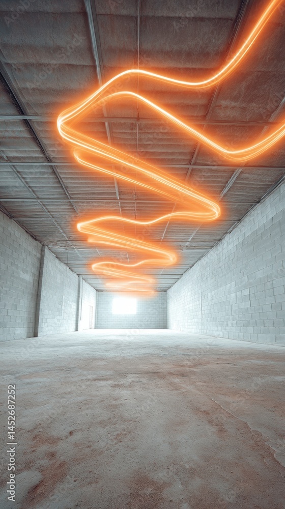 Leinwandbilder Neon Kinetic Design Immersive Industrial Aesthetics Exploring Dynamic Movement and Spatial Innovation in Minimalist Architectural Visualization