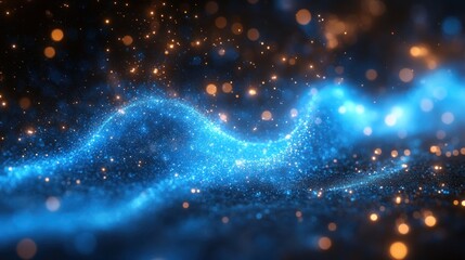 Obraz premium Abstract digital particles wave in dark space