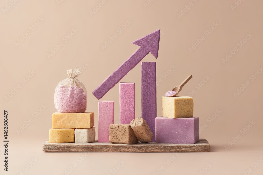 Poster Minimalist Growth Analytics Soft Pastel Performance Visualization with Dimensional Elements - Strategic Business Intelligence for Modern Entrepreneurial Insights