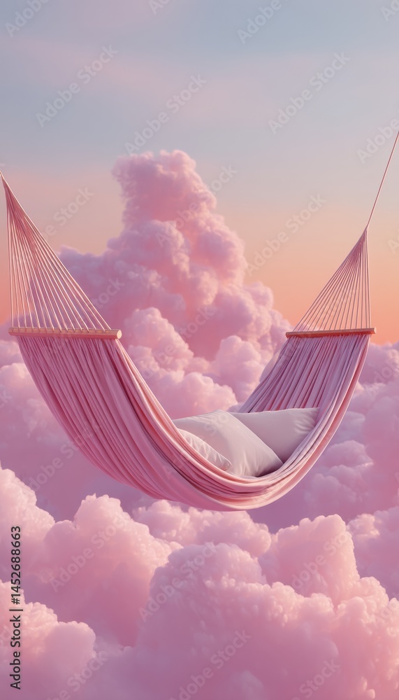 Aufkleber dreamy digital wellness ethereal holographic hammock in soft pastel cloudscape - immersive relaxatio
