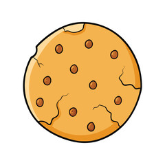 Cracked cookie vector illustration, broken biscuit snack design for bakery, dessert, and food concepts