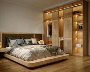 3D RENDER LUXURY HOTEL ROOM