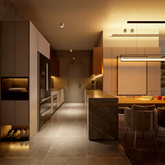 3D RENDER APARTMENT LIVING ROOM