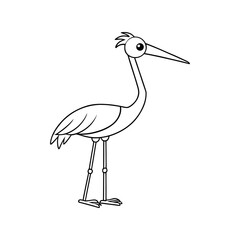 Crane bird silhouette outline vector illustration, elegant flying crane design, wildlife, nature, and birdwatching art