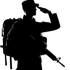 Soldier Saluting Silhouette for Military and Honor Design