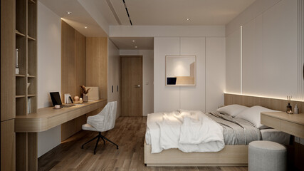 3D RENDER LUXURY HOTEL ROOM