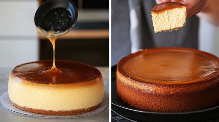 Fototapeta premium Making San Sebastian Creme Cheese Cake 