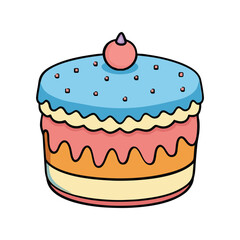 Cake vector illustration, birthday cake design, dessert pastry art, sweet treat illustration