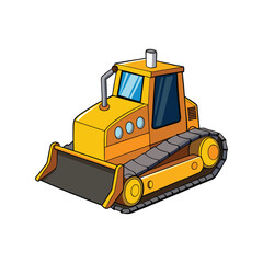 Bulldozer vector illustration, heavy construction machinery, digging, earth-moving,  industrial worksite