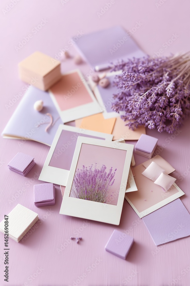 Leinwandbilder soft lavender mood board minimalist creative visualization with color palette - aesthetic inspiratio