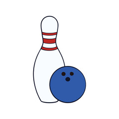 Bowling vector illustration, classic ten-pin bowling ball and pins design, sports, leisure, and entertainment
