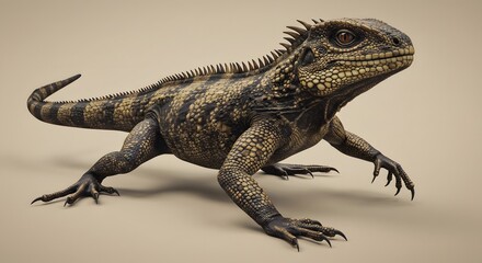 Obraz premium Brown Spiny Lizard on Beige Surface