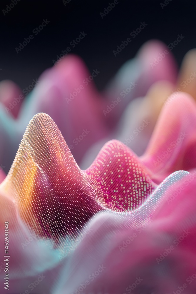 Aufkleber Quantum Visualization Luminous Digital Landscape of Algorithmic Waves - Cutting-Edge Data Visualization for Tech Innovation and Abstract Market Dynamics