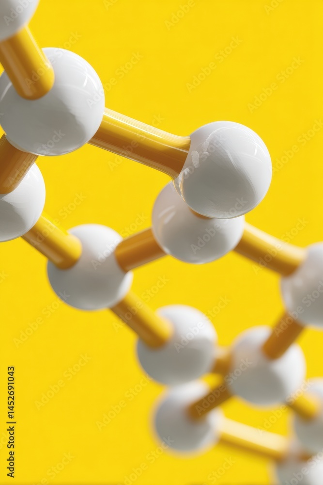 Poster Minimalist Blockchain Visualization Geometric Molecular Network on Vibrant Yellow - Cutting-Edge FinTech Innovation and Digital Transformation Design