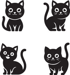 Obraz premium Silhouette of black cat vector collection set on white background