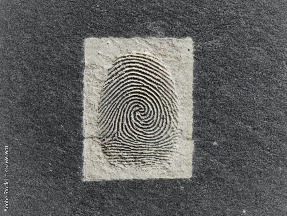Leinwandbilder Analog Biometrics Reimagined Vintage Fingerprint Scan with Nostalgic Texture - Cybersecurity, Identity Tech and Digital Forensics Visual Narrative