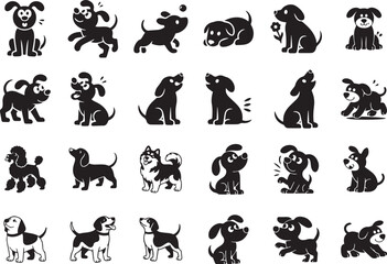 Fototapeta premium Big set of dogs vector silhouette collection on white background