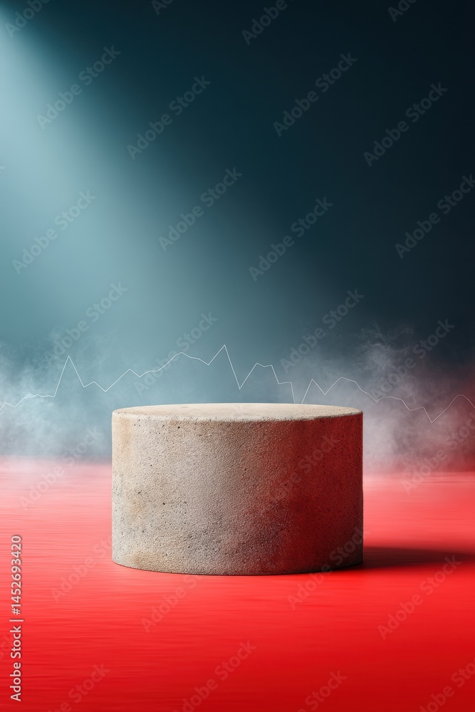 Poster volatile market minimalism weathered concrete podium with dynamic financial visualization - trendset