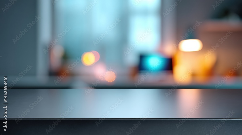 Poster minimalist digital workspace aesthetic blurred tech bokeh with ultra-modern glass surface - creative