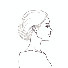 Woman's profile, line art, neutral tones, for beauty branding