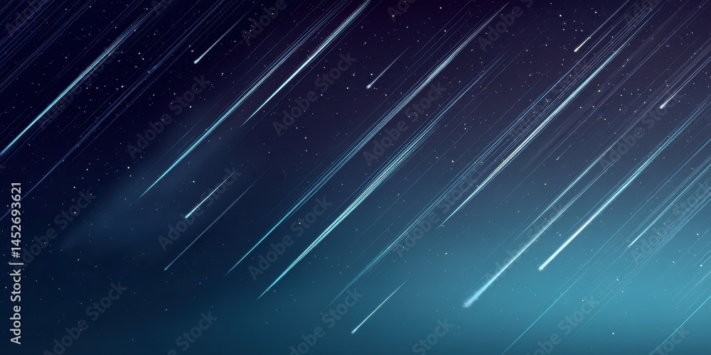 Poster Cosmic Gradient Immersive Digital Meteor Shower Visualization for Tech Branding, Spatial Design, and Futuristic Astronomical Motion Graphics