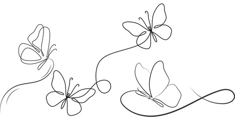outline butterfly for spring, summer, flower, leaf, wallpaper, plant in vector