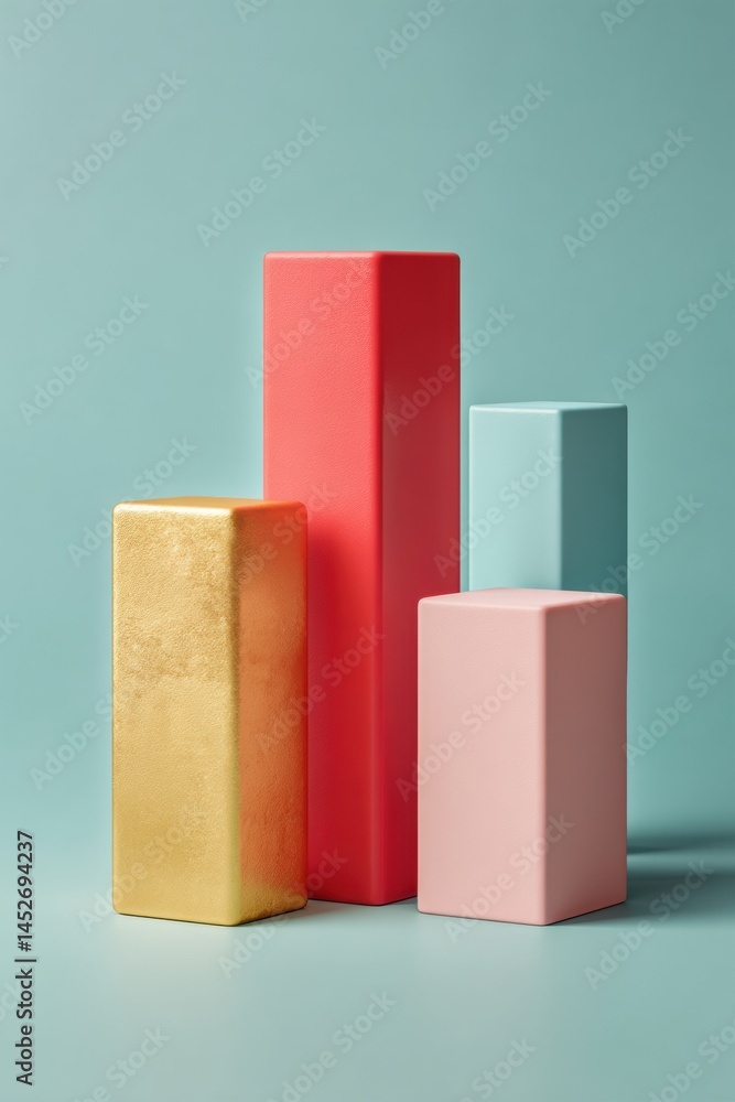 Poster Geometric Color Block Design Minimalist Pastel Sculptural Forms Exploring Spatial Composition, Contemporary Art and Design Trend Visualization