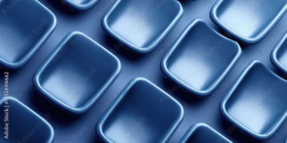 Poster Minimalist Tech Texture Sleek Rounded Square Geometric Pattern in Cool Steel Blue - Ultra-Modern Digital Design and High-Performance Visual Branding