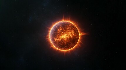 Obraz premium Fiery celestial sphere in dark space