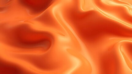 Fototapeta premium Abstract Orange Satin: A Smooth, Wavy, Glossy Fabric Texture with Soft, Warm Tones, Highlighting a Flowing, Curving Surface for a Dynamic Background. 
