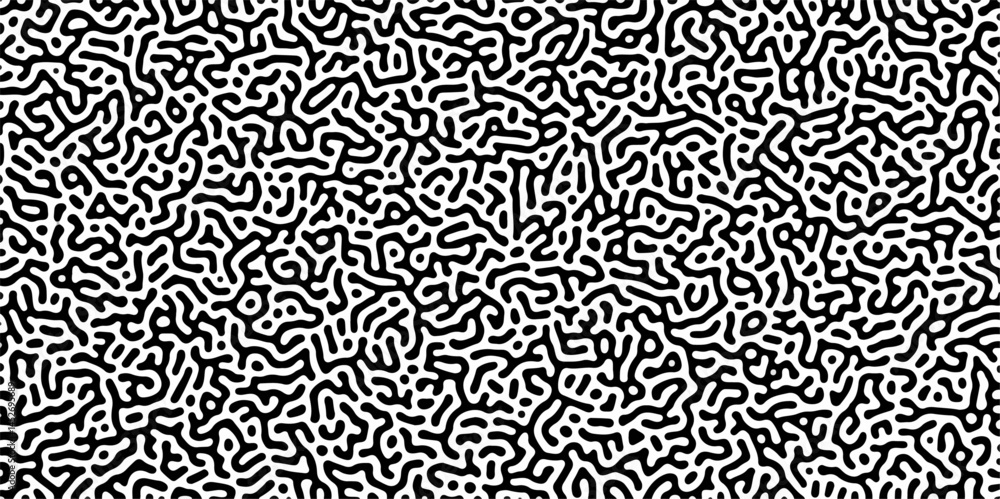 Poster abstract truing organic wallpaper turing reaction diffusion monochrome seamless pattern with chaotic