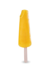 Yellow popsicle stick on a white isolated background