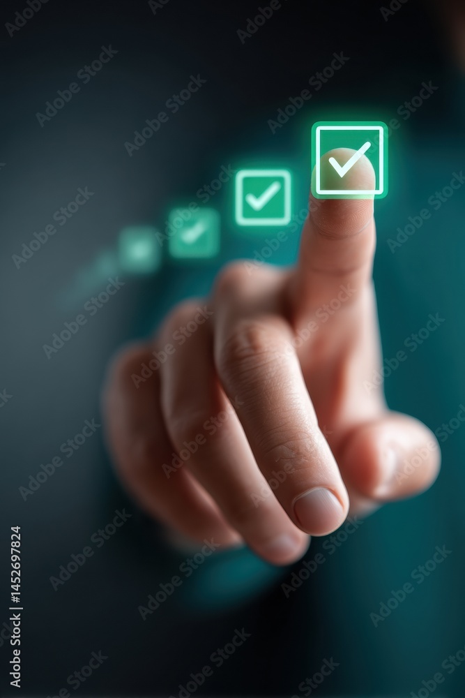 Fototapete Digital Quality Assurance Interactive Holographic Certification Interface Transforming B2B Compliance with Cutting-Edge Touchless Verification Technology