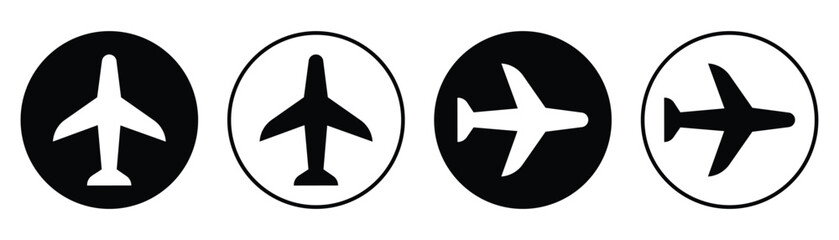 Minimalist Airplane Icon set Collection – Flat Travel and Flight Symbols for Web and Infographics.