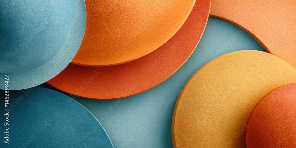 Aufkleber dynamic gradient minimalism curved geometric spheres in muted teal, orange, and yellow - modern digi