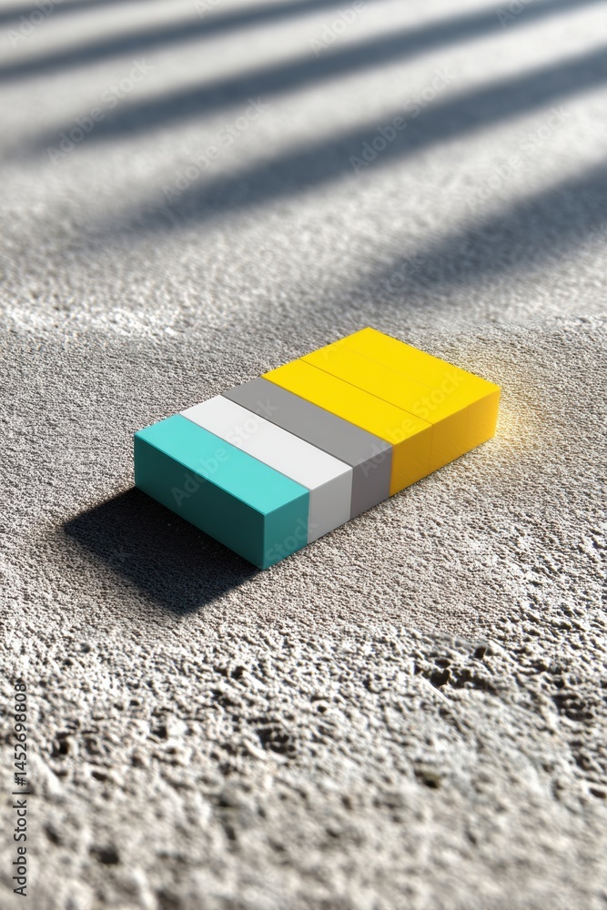 Aufkleber Minimalist Color Block Design Geometric Business Branding Concept with Bold Color Palette and Textural Industrial Concrete Backdrop - Creative Visual Identity Innovation