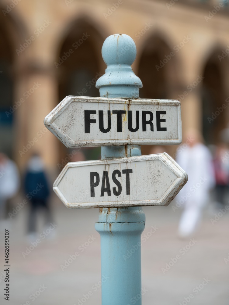 Aufkleber Hybrid Decision Pathways Minimalist Urban Signage Exploring Temporal Transitions in Strategic Business Wayfinding - Innovative Choice Metaphor