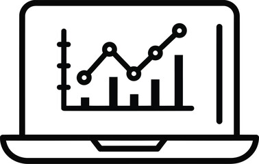 Data Analysis on Laptop: This image features a modern laptop displaying a financial or business graph, chart, or infographic, symbolizing data analysis and market trends.
