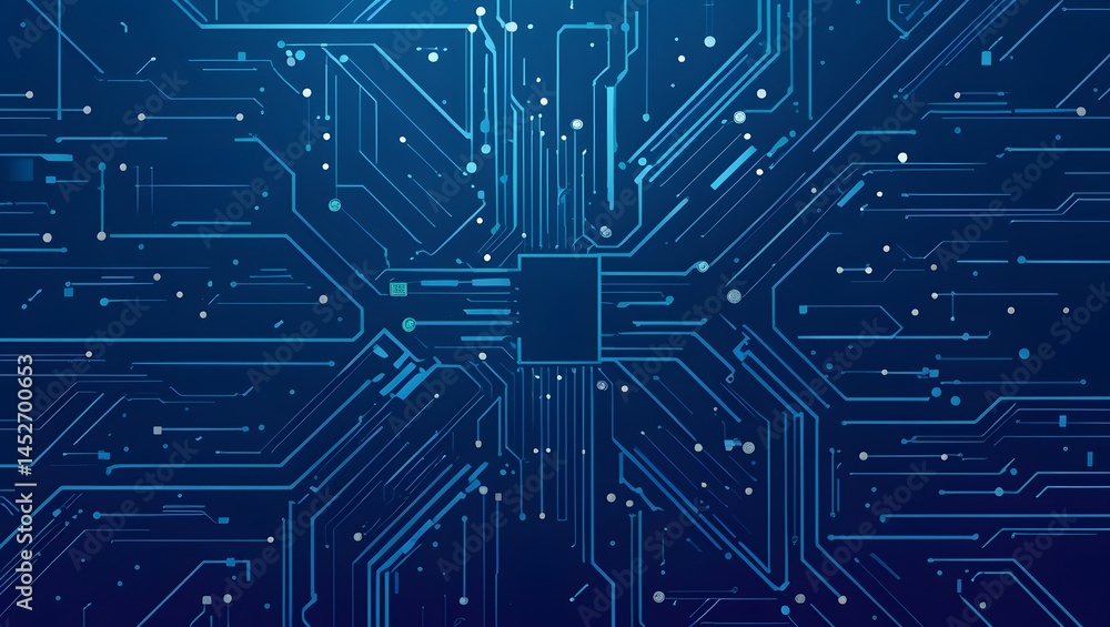 Poster abstract digital circuit board technology background blue lines and nodes