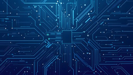 Obraz premium Abstract Digital Circuit Board Technology Background Blue Lines and Nodes