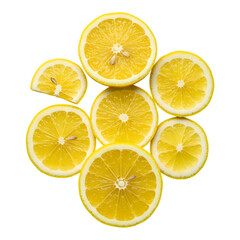 Close-up of overlapping lemon slices with juicy texture and translucent centers