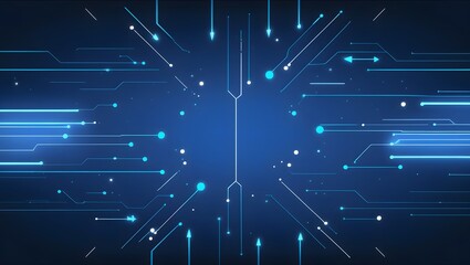 Fototapeta premium Abstract Futuristic Technology Background Circuit Board Design with Glowing Lines and Nodes
