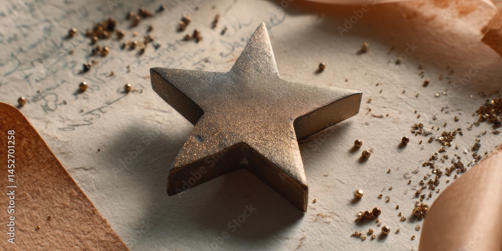 Poster metallic achievement visualization star trophy representing excellence in modern performance recogni