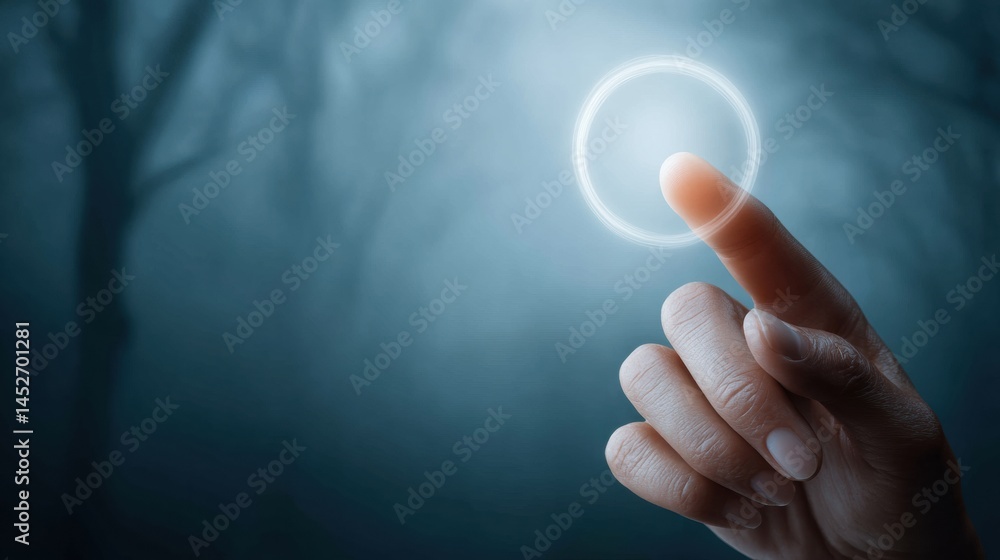 Poster Immersive Digital Targeting Futuristic UX Interface with Precision Touch Technology - Next-Gen Marketing Strategy and Interactive Customer Engagement Visualization