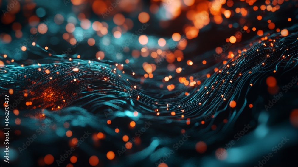 Leinwandbilder an abstract composition of fiber optic cables with glowing light effects, symbolizing high-speed wir