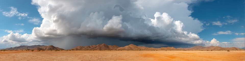 Climate Resilience Visualized Dramatic Monsoon Cloudscape Revealing Ecological Dynamics in Arid Landscape - Environmental Research and Global Climate Narrative