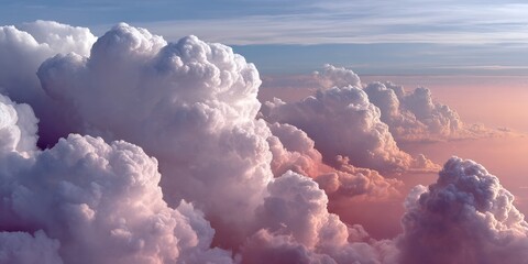 Naklejka premium Climate Crisis Visual Dramatic Cumulonimbus Storm Cloud Formations in Soft Pastel Palette - Atmospheric Science and Environmental Storytelling for Digital Media