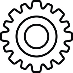 Simple Cogwheel: A minimalist depiction of a cogwheel, a versatile symbol representing machinery, technology, and the intricate workings of systems. Perfect for web designs, infographics.
