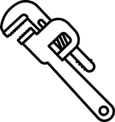 Precision Grip: A sleek and stylized illustration showcasing a pipe wrench, essential for plumbing and mechanical work, highlighting its sturdy construction and functional design.