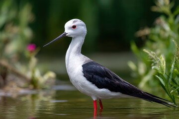 Obraz premium Black Winged Stilt in Water